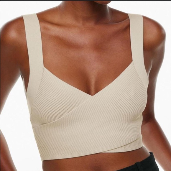 Babaton Tops - Babaton Light cream Ribbed Knit Top